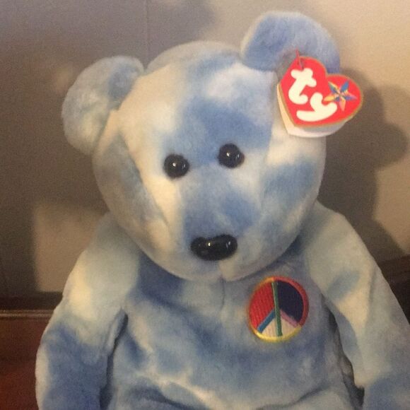 Ty Blue Beanie Buddy Peace 2003 Bear - Picture 2 of 11